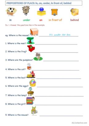 531 Prepositions of place English ESL worksheets pdf &  doc