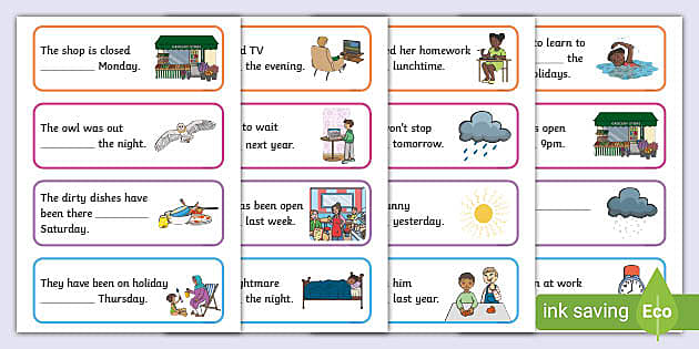 Grammar Worksheet: Prepositions of Time | PDF