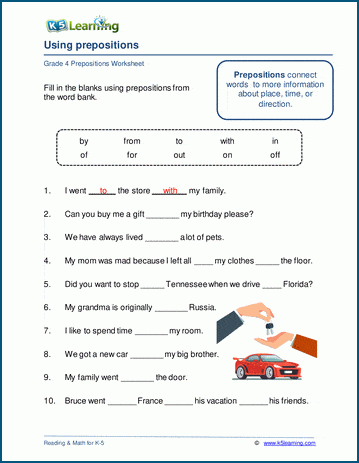 preposition practice worksheet