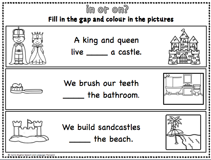 PREPOSITIONS - IN AND ON - WORKSHEETS