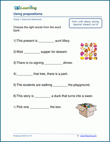 Prepositions worksheets | Worsheets library