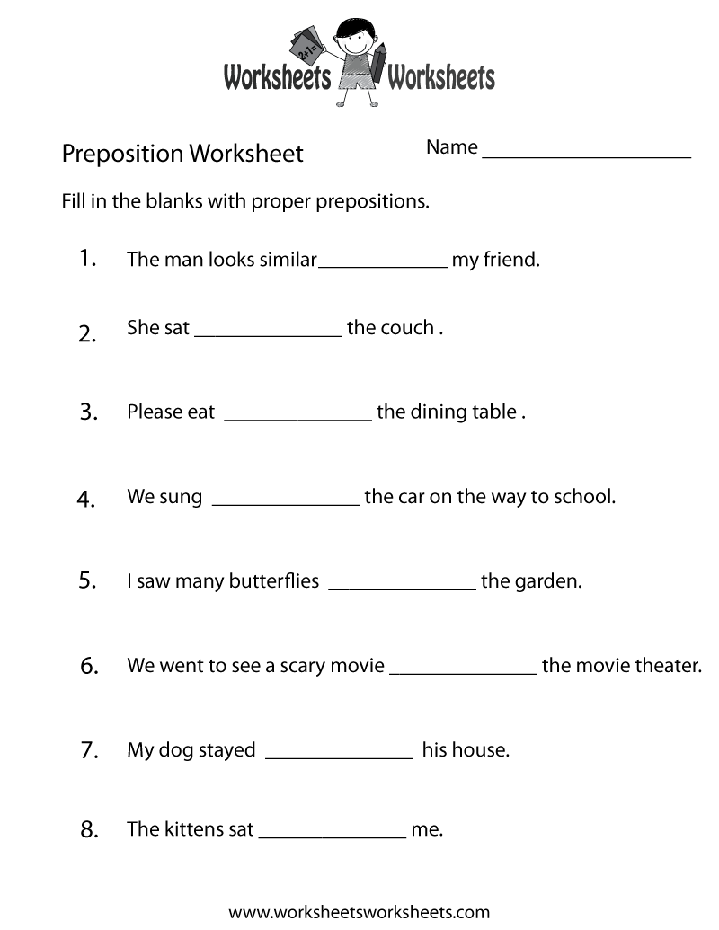 Preposition Practice Worksheet | Worksheets Worksheets