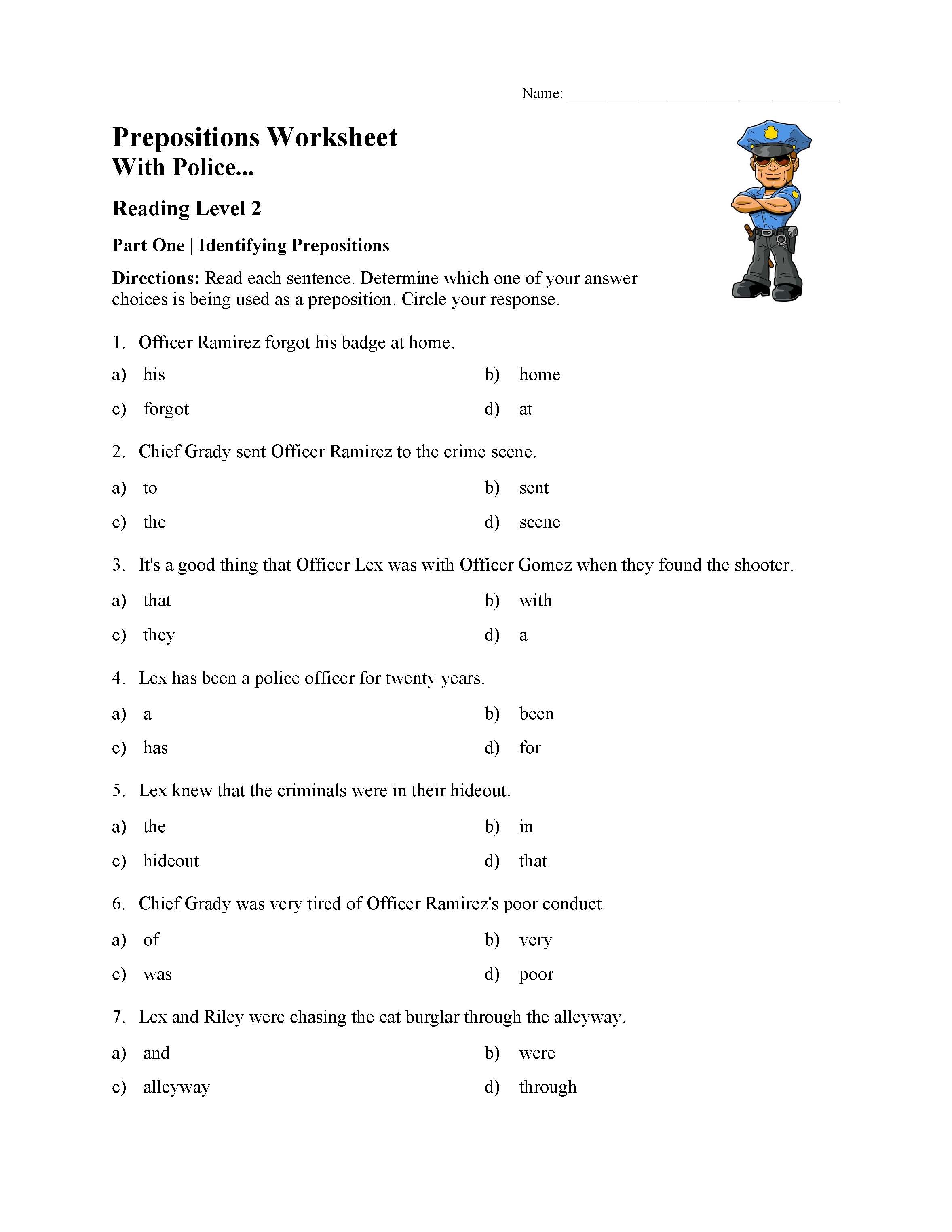 Preposition Worksheets and Activities | Parts of Speech