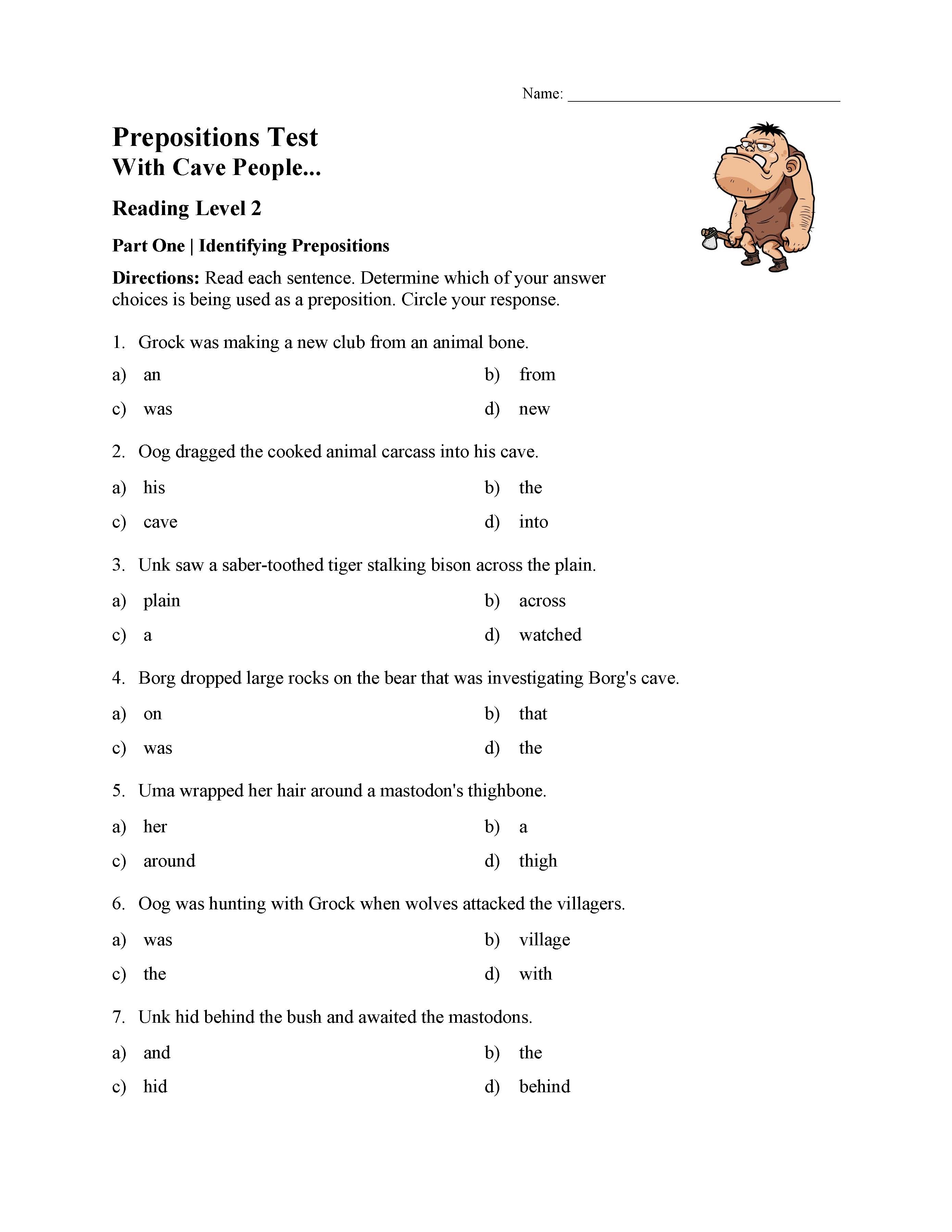 Preposition Worksheets and Activities | Parts of Speech
