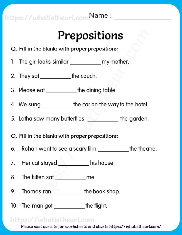 Prepositions Worksheets for Grade 5 | Preposition worksheets ...