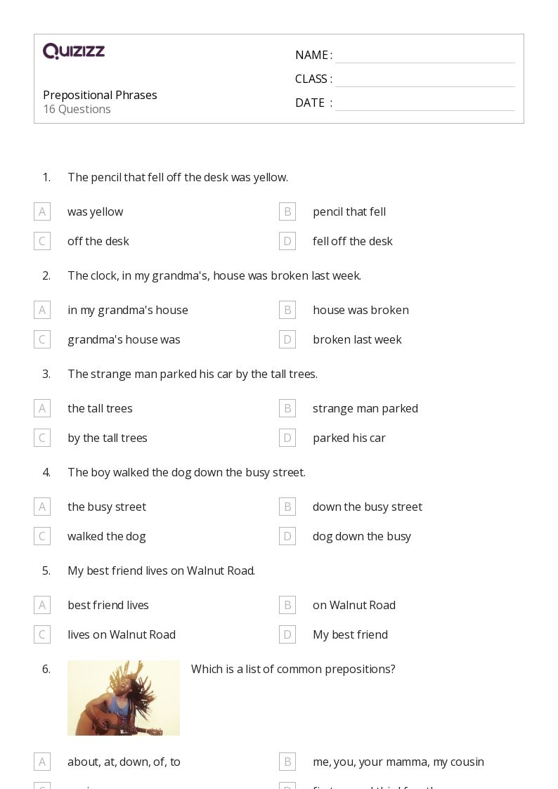 50+ Prepositional Phrases worksheets for 4th Grade on Quizizz ...