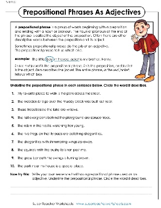 Prepositions Worksheets
