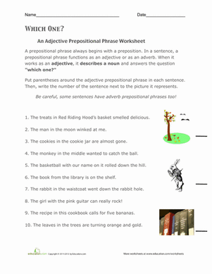 prepositional phrase worksheet answers