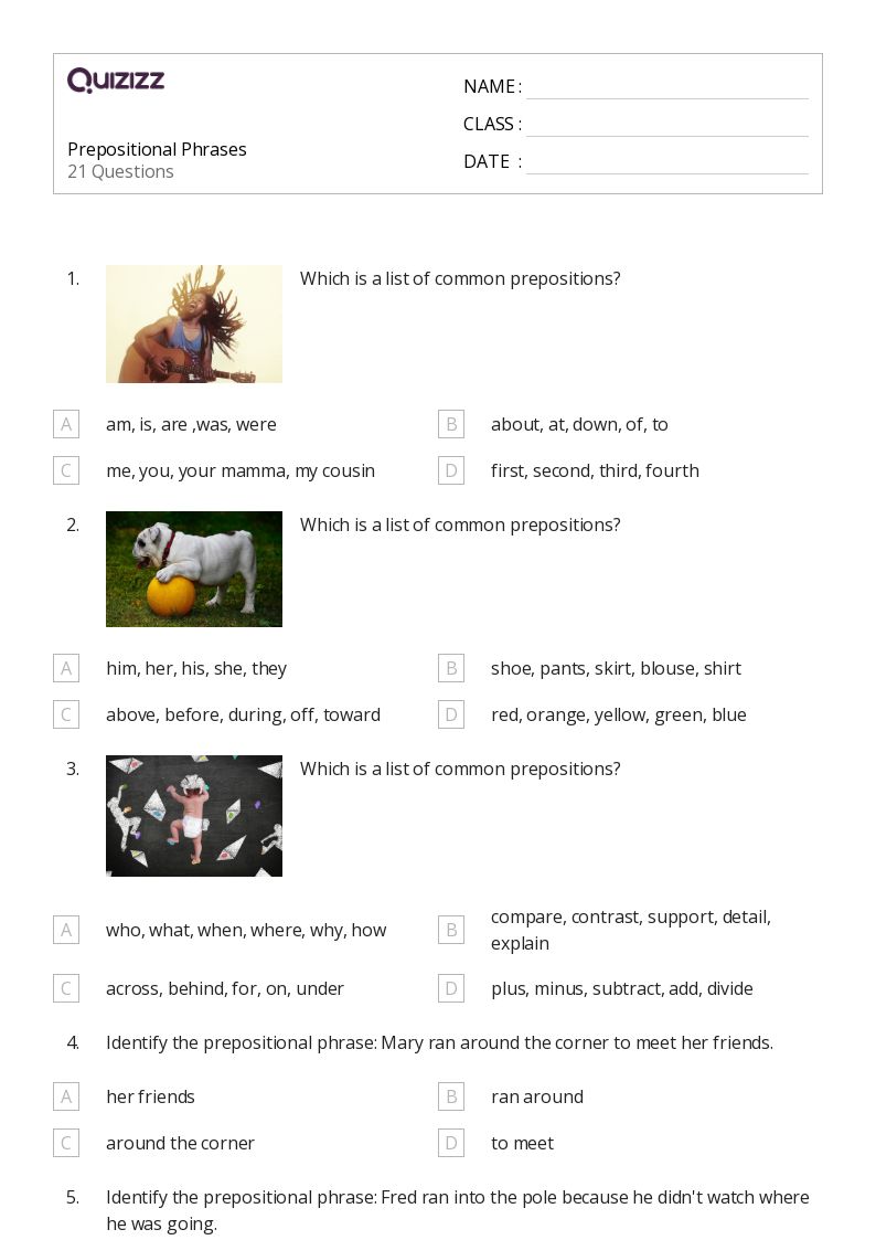 50+ Prepositional Phrases worksheets for 6th Grade on Quizizz ...