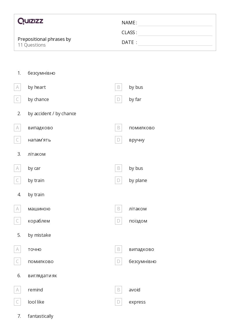 50+ Prepositional Phrases worksheets for 1st Grade on Quizizz ...