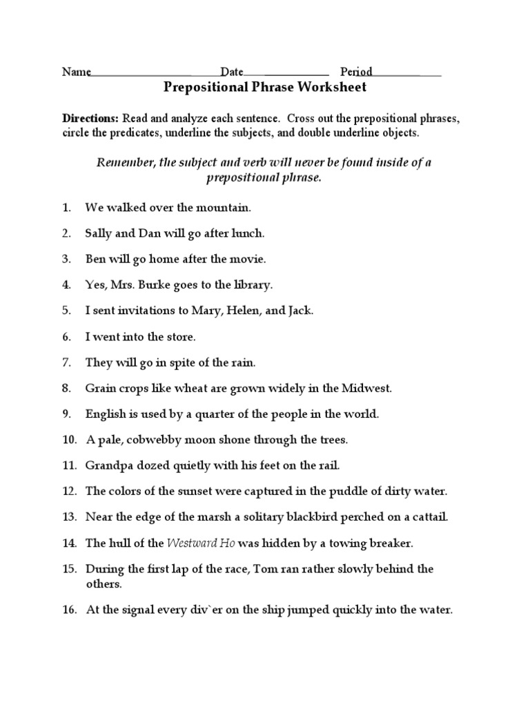 Prepositional Phrase | PDF