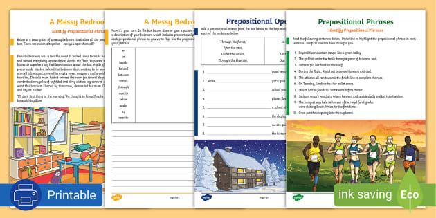 Prepositional Phrase Worksheet Pack | South Africa - Twinkl