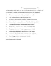 prepositional phrases worksheet high school