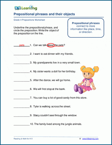 Prepositions &  objects worksheets | Worsheets library
