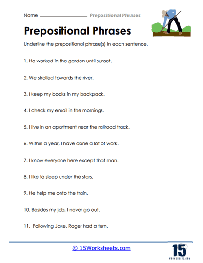 Prepositional Phrases Worksheets - 15 Worksheets Library
