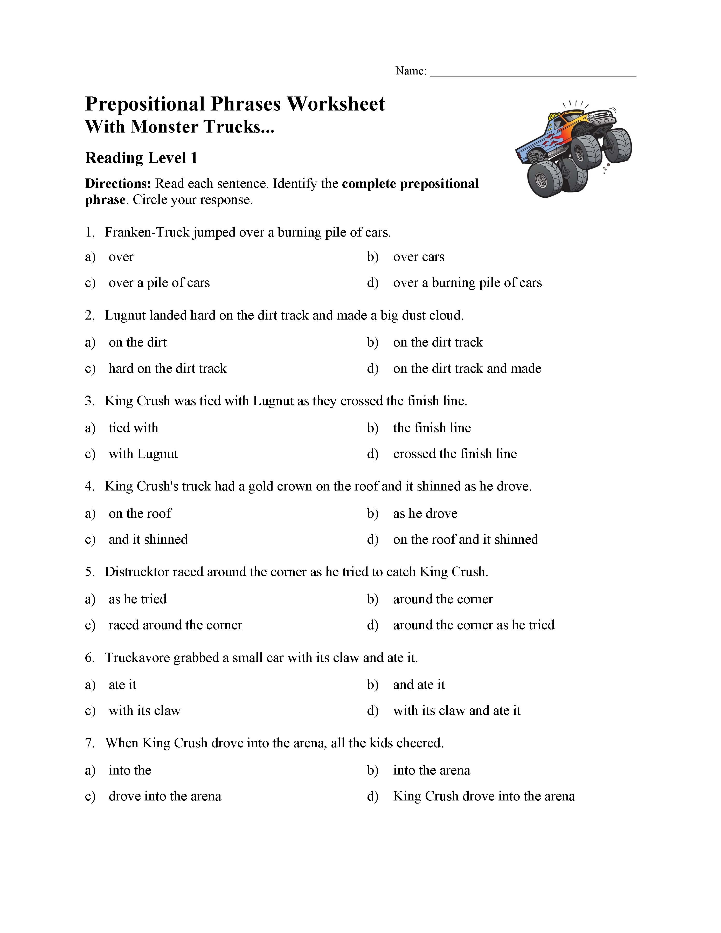 prepositional worksheet