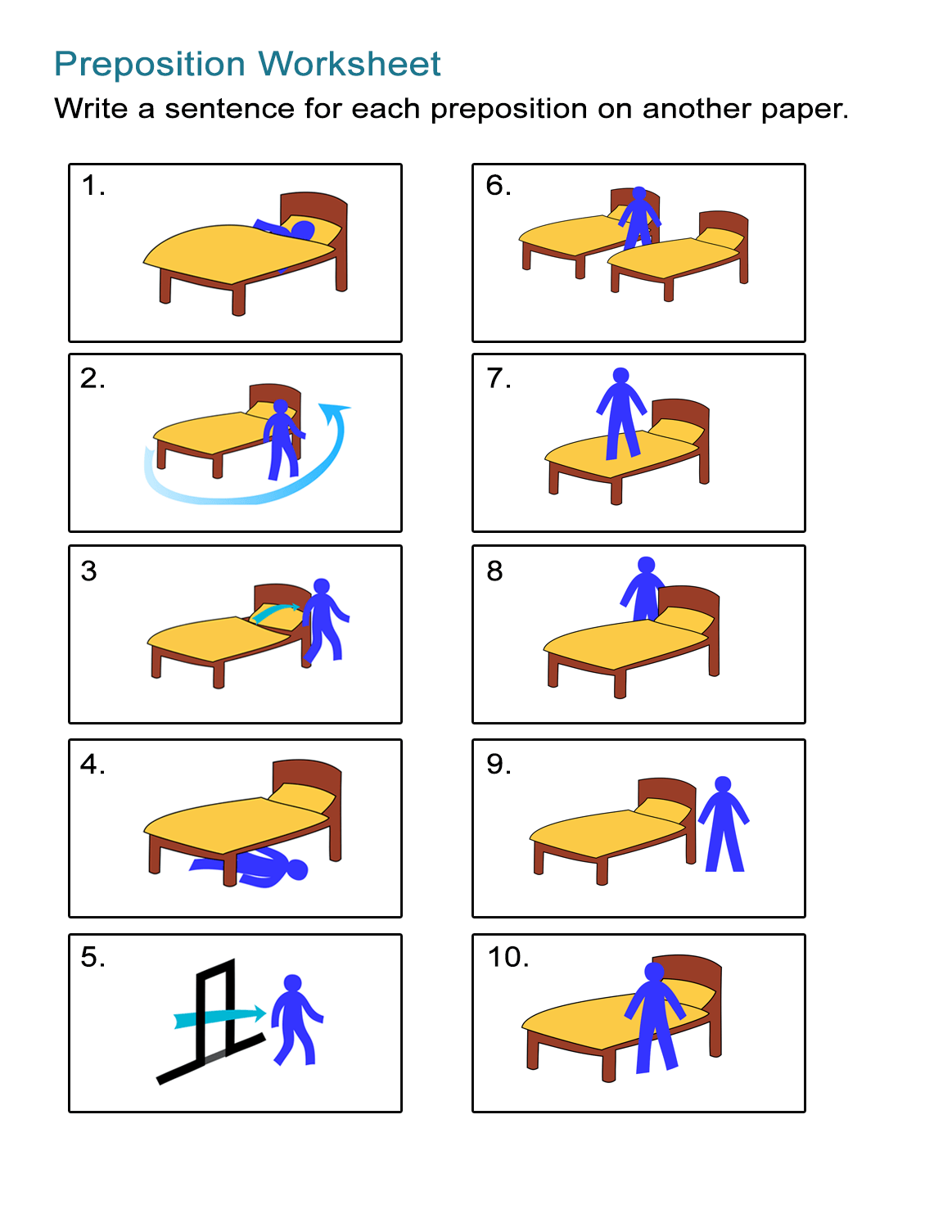 Prepositions of Place Worksheet: Write a Sentence Expressing ...