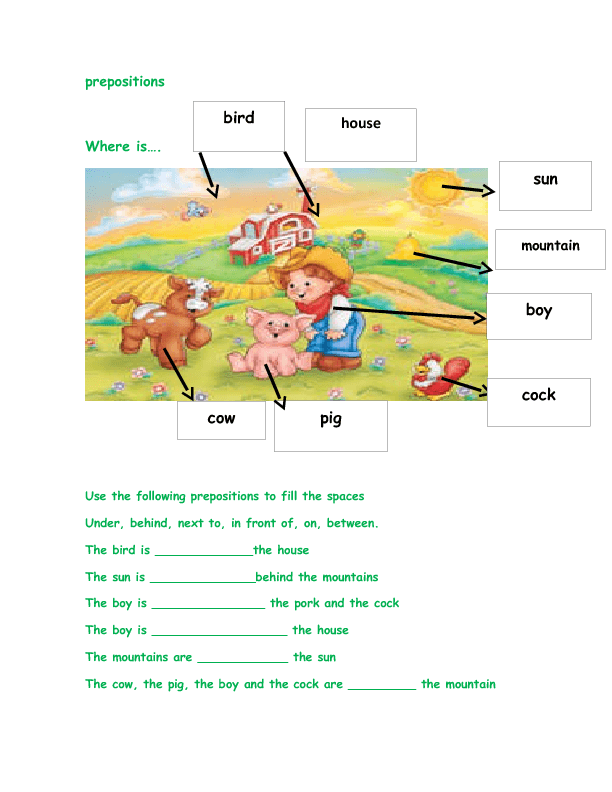 prepositions of location worksheet