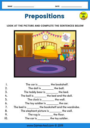 Prepositions Of Place Worksheets | Games4esl