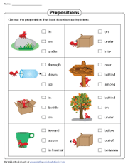 Prepositions Worksheets