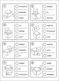English prepositions worksheets | Grammar printables for kids