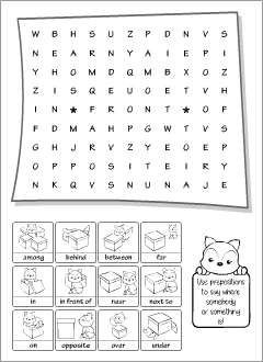 English prepositions worksheets | Grammar printables for kids