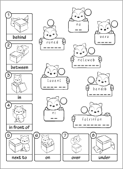 English prepositions worksheets | Grammar printables for kids
