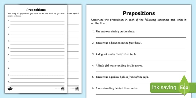 Preposition Worksheet | English Resources | Twinkl - Twinkl