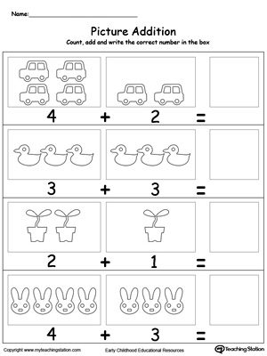 Preschool Addition Printable Worksheets | MyTeachingStation.com