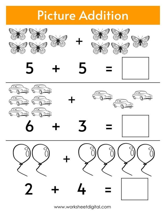 Kindergarten Addition Worksheets, Picture Addition to 10 ...