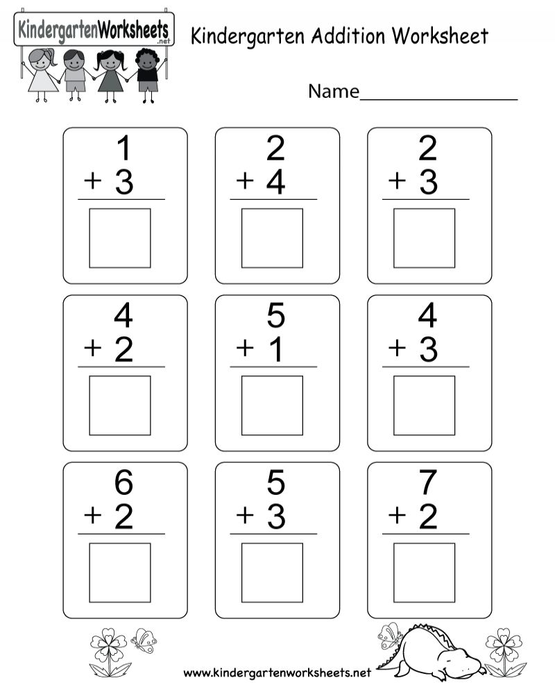 Free Printable Math Addition Worksheets For Kindergarten
