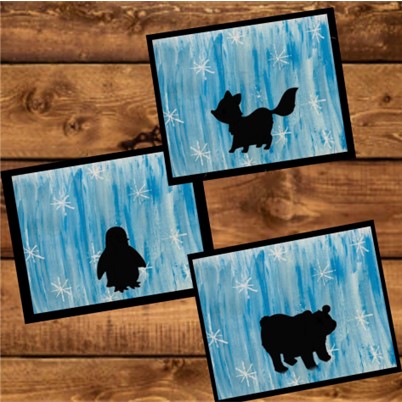 Free Printable Silhouette Watercolor Winter Art Project for Preschool