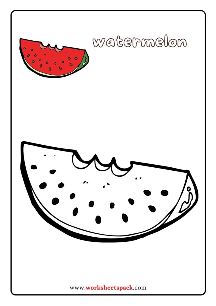 Free Summer Fruit Coloring Pages for Preschool - worksheetspack