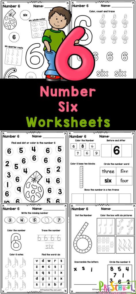 FREE Printable Number 6 Worksheets for Preschool
