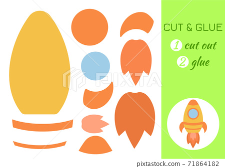 Cut and glue paper rocket. Color paper cutting... - Stock ...