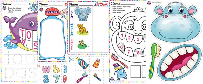 preschool dental health printables