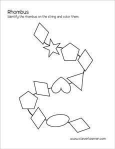 Free rhombus shape activity sheets for preschool children