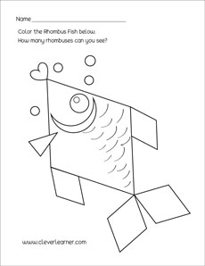 Free rhombus shape activity sheets for preschool children