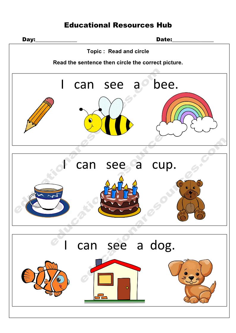 Free Printable Preschool and Kindergarten English Worksheeets Pdfs