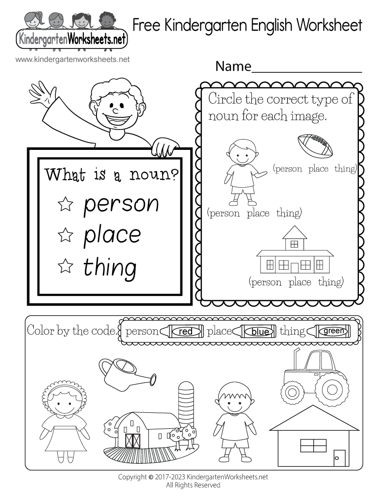 Free Kindergarten English Worksheet Worksheets Library