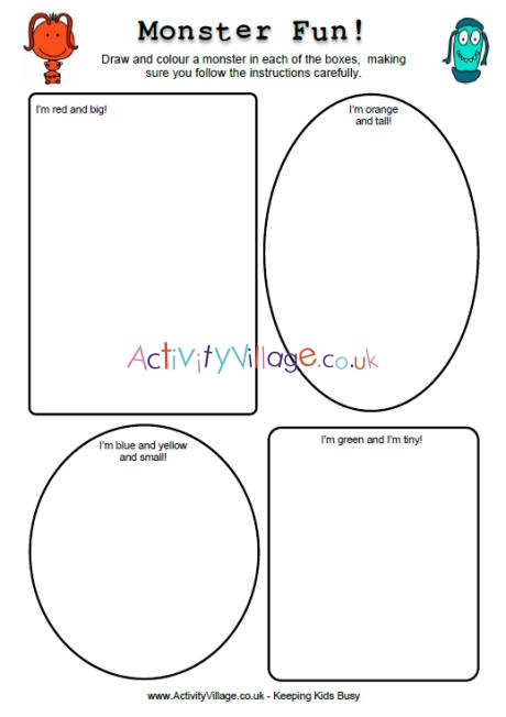 Monster Fun Preschool Worksheet | Monster Printables for Kids