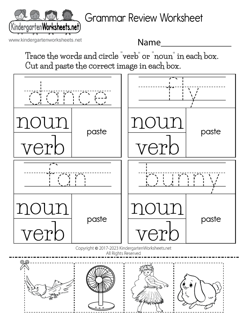 preschool grammar worksheet