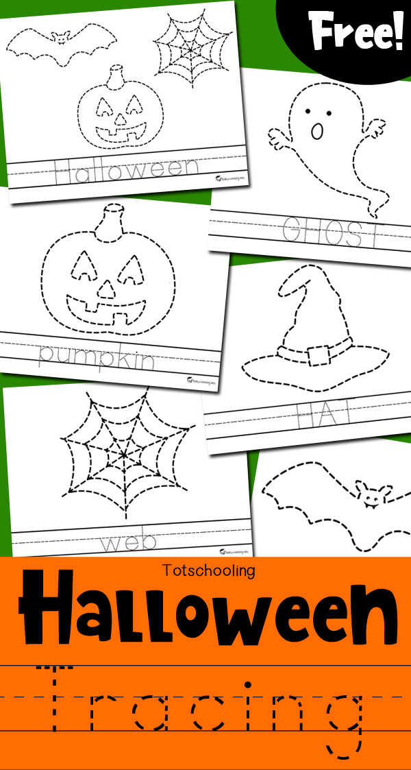 Halloween Tracing Worksheets | Totschooling - Toddler, Preschool ...