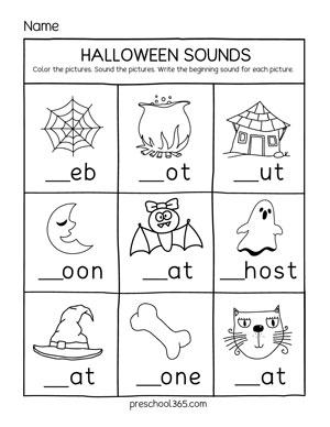 Free Halloween Theme activities for preschool homeschool kids
