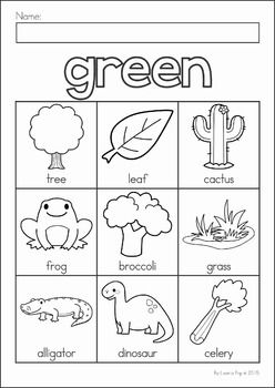 preschool learning colors worksheet