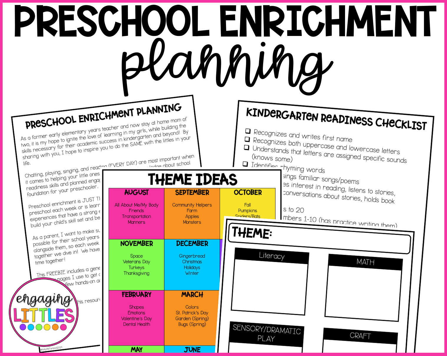 FREE PRESCHOOL PLANNING PAGES - Engaging Littles