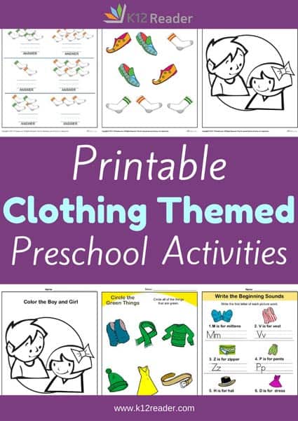 Clothing Preschool Theme Activities | Printable Classroom Lessons