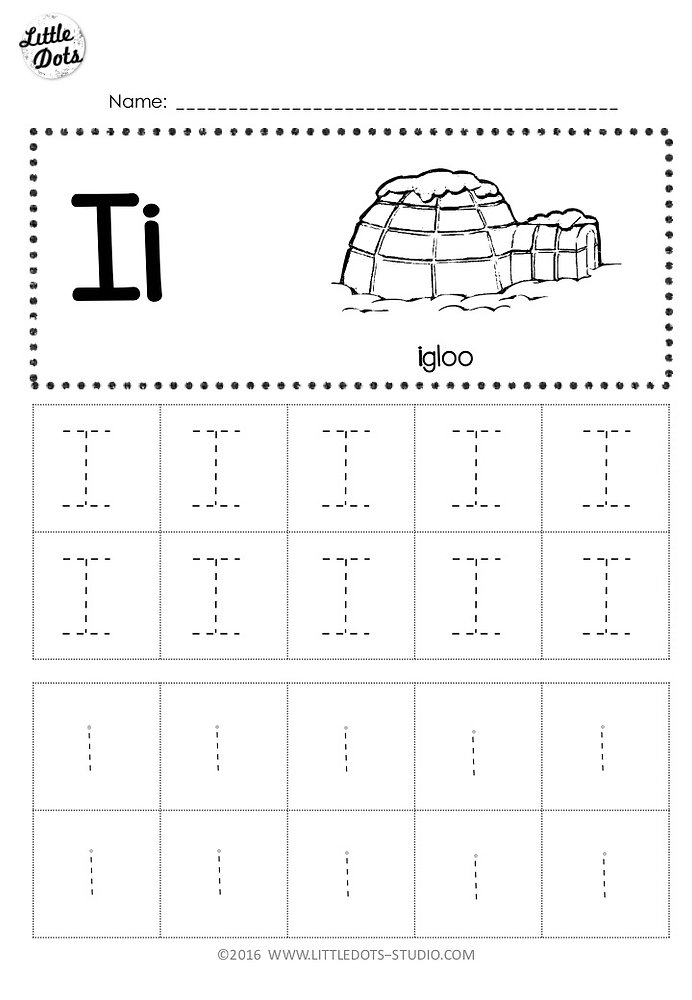 preschool letter i tracing