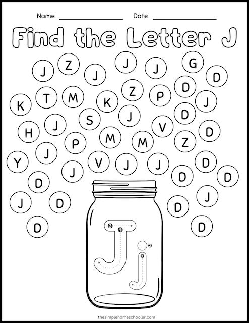 preschool letter j worksheet