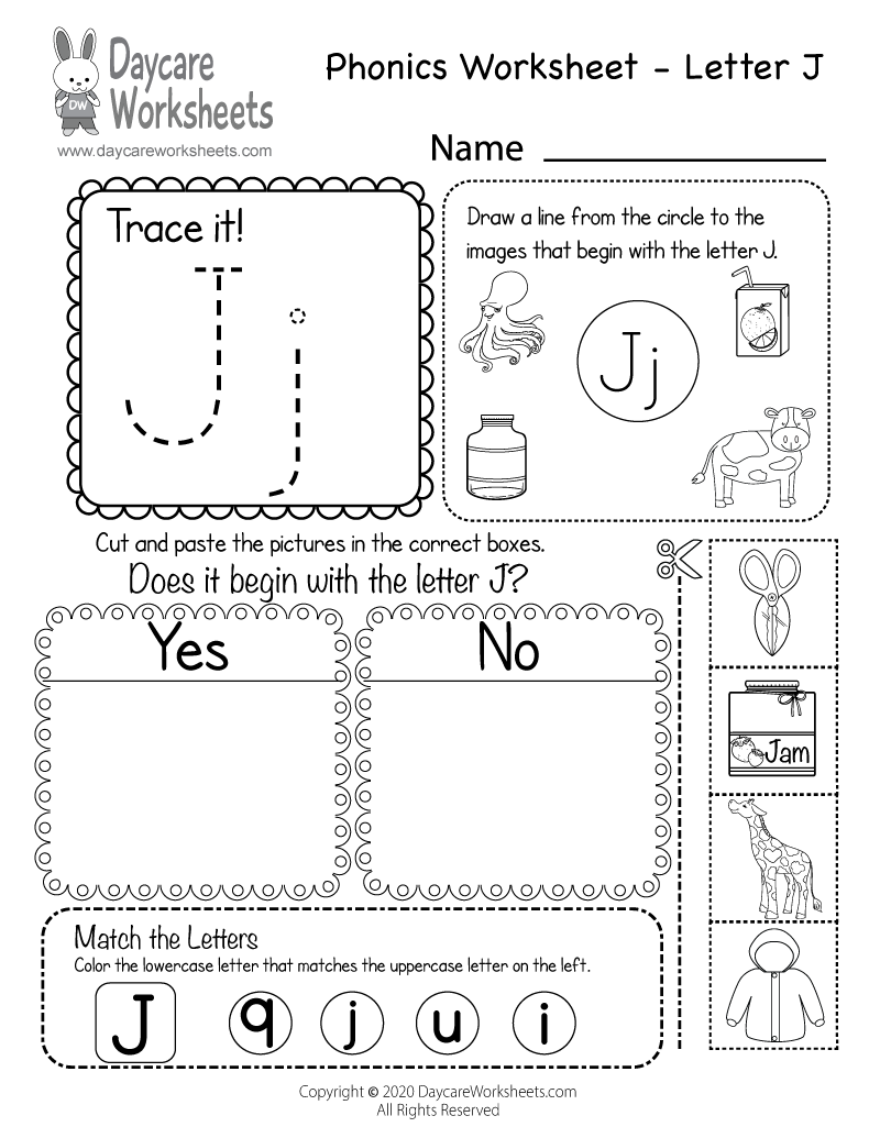 preschool letter j worksheet